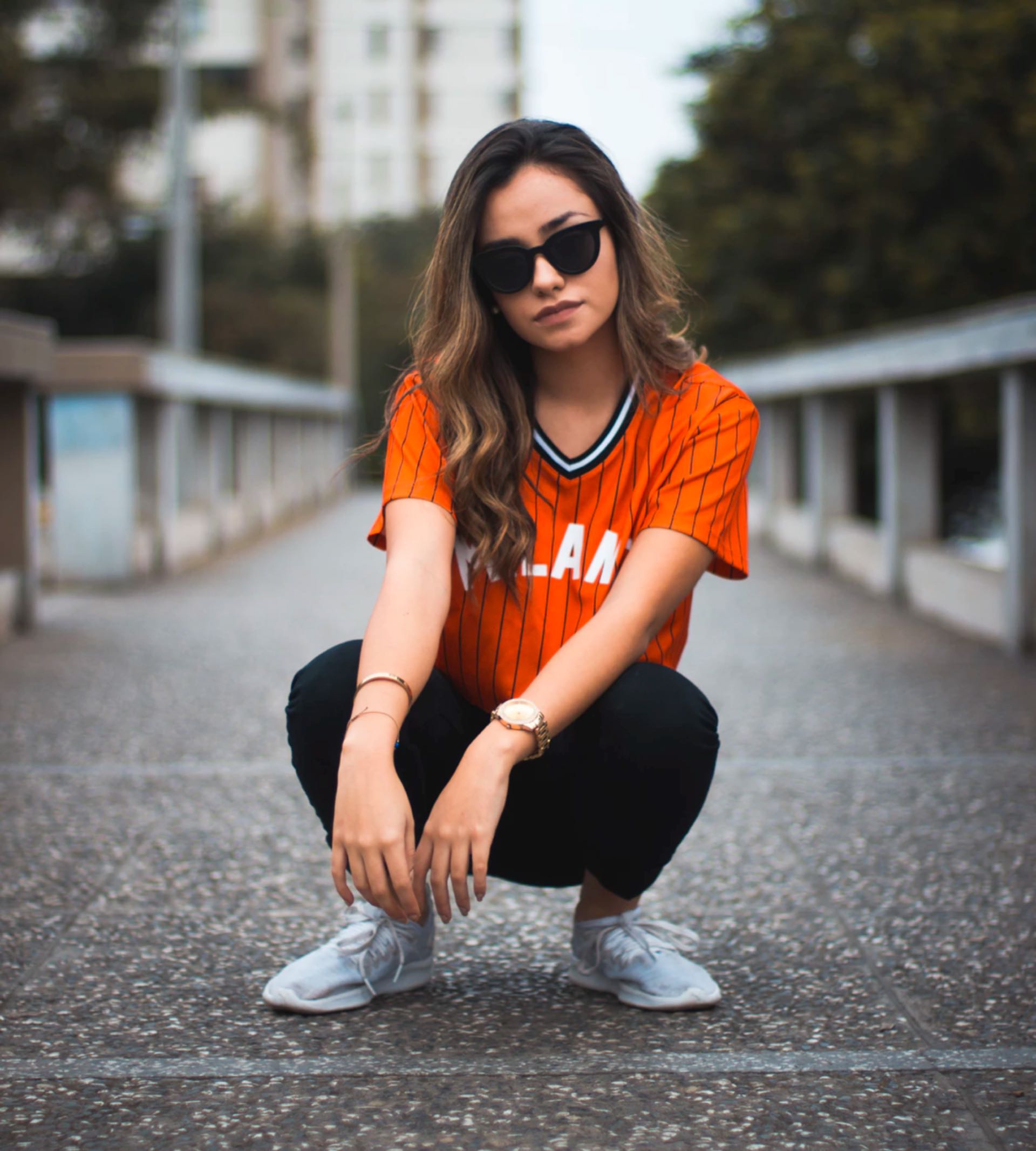 A girl on a road